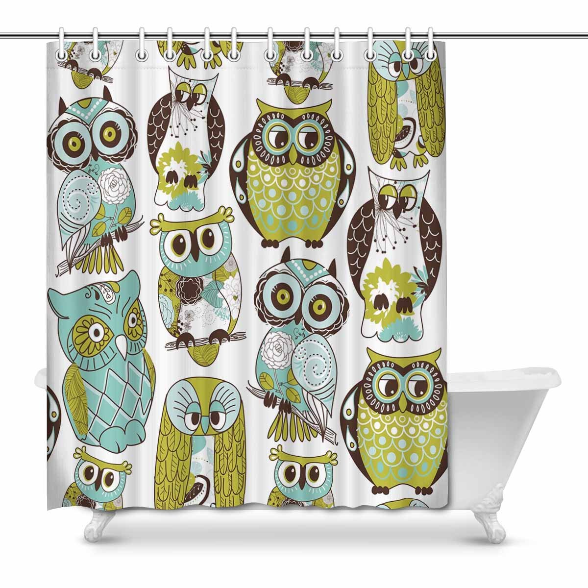 Pop Owl Pattern Shower Curtain Bathroom Decor Set 66x72 Inch Walmart Canada