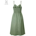 thumbnail image 2 of Gustave Women Summer Midi Dresses Sleeveless Button Down V-Neck Floral Boho Sundress Spaghetti Strap Swing Casual Beach Dress with Pockets "Green, XL", 2 of 9