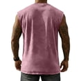 thumbnail image 4 of Solid Vintage Washed Crew Neck Muscle Tank Top Men Loose Wide Arm Cut Breathable Sleeveless Tee for Fitness Outdoor Casual Daily Looks Pink L, 4 of 5