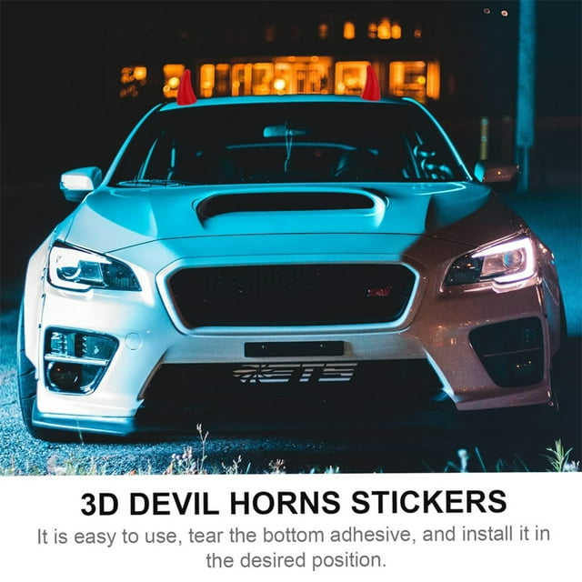 Baohd 2pieces Sticker Stand Out Crowd With Stylish Devil Horn Car Roof Decoration silver 1Set