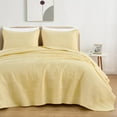 thumbnail image 2 of Chezmoi Collection Kingston Queen Size Bedspread Set, 3-Piece Pastel Yellow Oversized Quilted Microfiber Lightweight Bedspread Coverlet (100"x106"), 2 of 9