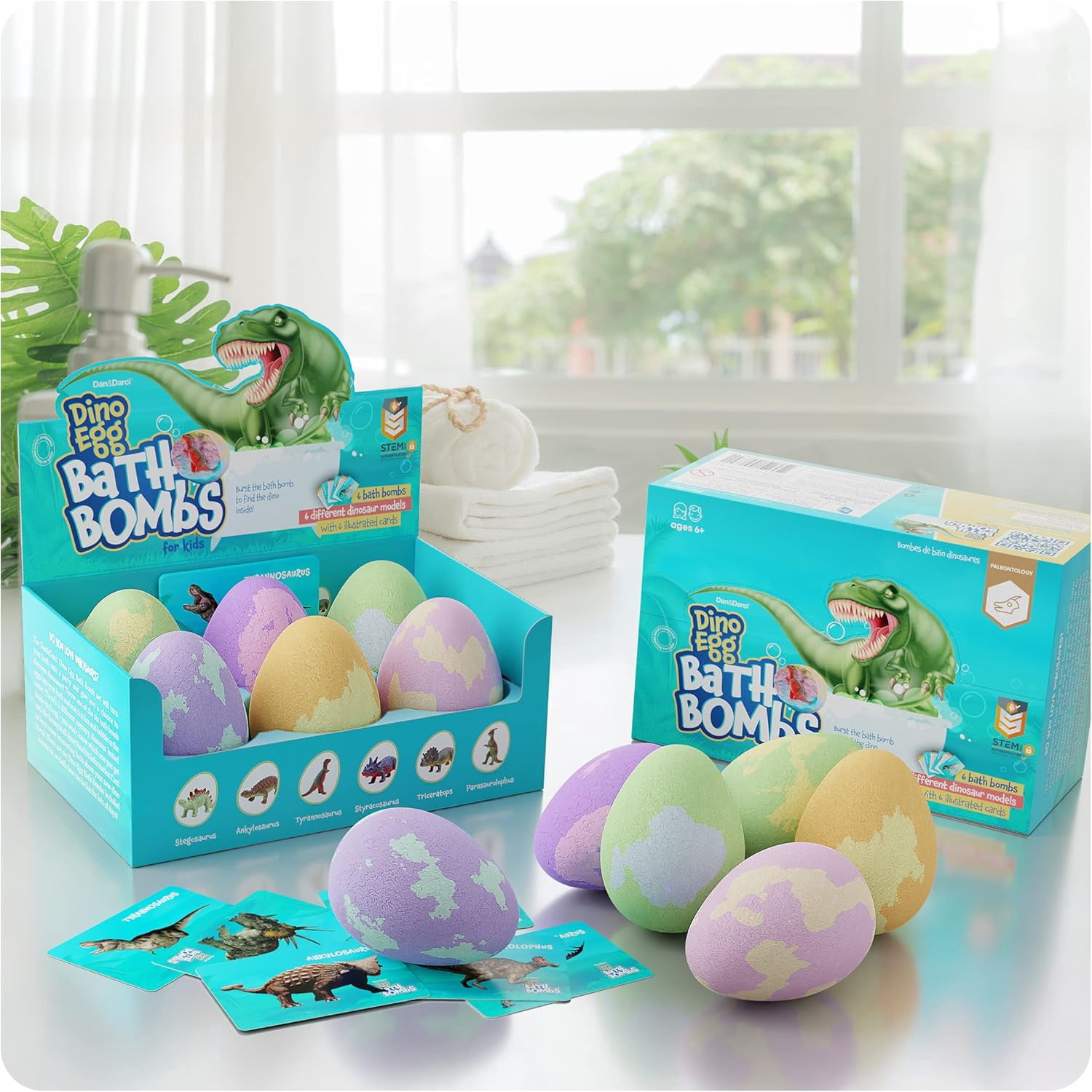Dino Egg Bath Bombs for Kids, Easter Basket Stuffers, Bath Bomb with Surprise Inside, Dinosaur Toys for Boys and Girls Ages 6-8 Years Old