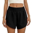 thumbnail image 3 of JUUNthy Womens Active Shorts, Zipper Pockets Qucik Dry Elastic Waist Running Athletic Workout Shorts Claret L, 3 of 7
