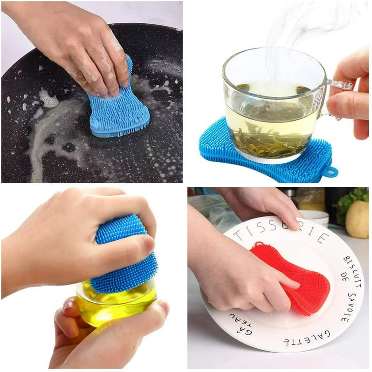 3 PACK SILICONE SPONGE SET. Scrubber Dish Washing Face clean kitchen  washable