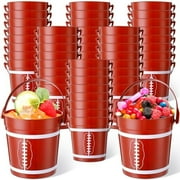 30 Pcs Football Plastic Bucket with Handles 34 oz Versatile Football Treat Bucket Football Ice Bucket Bulk for Wine Beverage Football Party Snack Candy Alcohol Beer Drink Pail Gifts