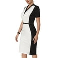thumbnail image 5 of INSPIRE CHIC Women's Sheath Dress Contrast Color  Pencil Dresses L White Black, 5 of 6