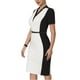 thumbnail image 4 of Vestido de tubo para mujer Inspire Chic, vestido de lápiz de color contrastante, M blanco y negro, 4 of 5
