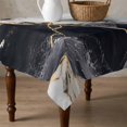 thumbnail image 4 of Marble Black Table Cloth Waterproof Tablecloths, Abstract Gold White Brick Stone Motif Tablecloth Dining Table Cover for Kitchen Party Tabletop Outdoor, Square Tablecloth 60x60 Inch, 4 of 9