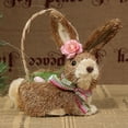 thumbnail image 3 of Paquete de 2 a 8 conejos de paja de Pascua, huevos rellenos, , para escritorio de vacaciones 8 piezas, 3 of 8