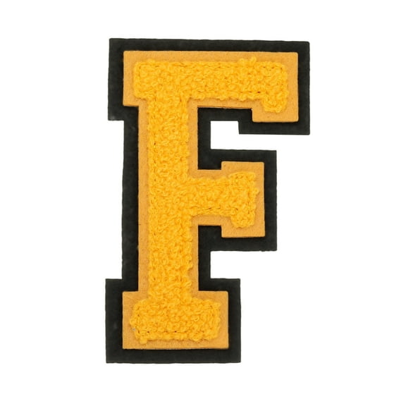 4" Chenille Letter Patches,Yellow Chenille Initial A-Z Patches (Letter F)