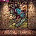 thumbnail image 3 of Esqueletos, flores y animales misteriosos arte de pared Vintage lienzo pintura Bat Opossum, astrología Luna estrellas planetas póster impresión, 3 of 4