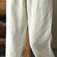 thumbnail image 5 of VBVC Women's Plus Cotton Linen Cropped Pants, Drawstring Casual Trousers For Women, Ladies' Tapered Summer Pants with Pockets, Beige , L-5XL, 5 of 7