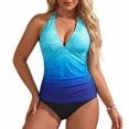 thumbnail image 2 of Womens Swimsuits Tankini Fashion Deep V Neck Slimming Tummy Control with High Waisted Bottom Two Piece Bathing Suits Woman, 2 of 3
