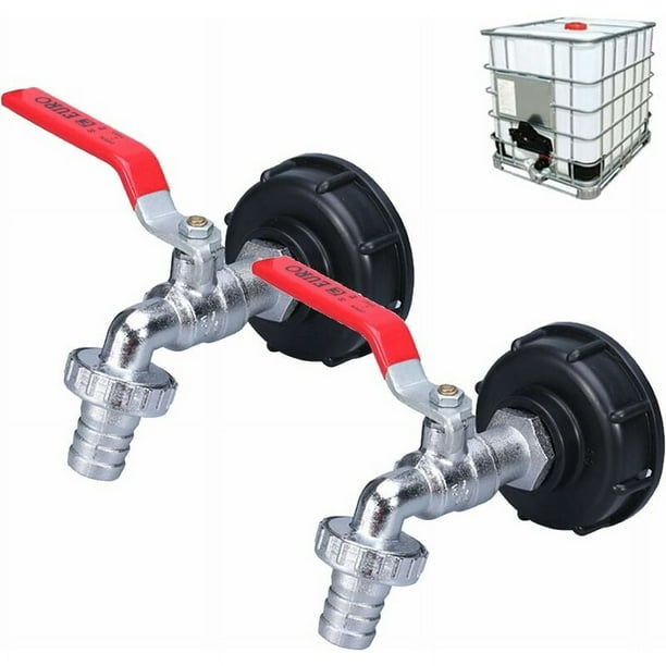 Adaptador de tanque IBC de 2 piezas, conector de rosca de 1/2", grifo de tanque de 1000 l, grifo de recuperación de agua de lluvia, conector de válvula de grifo de salida, accesorios de manguera de