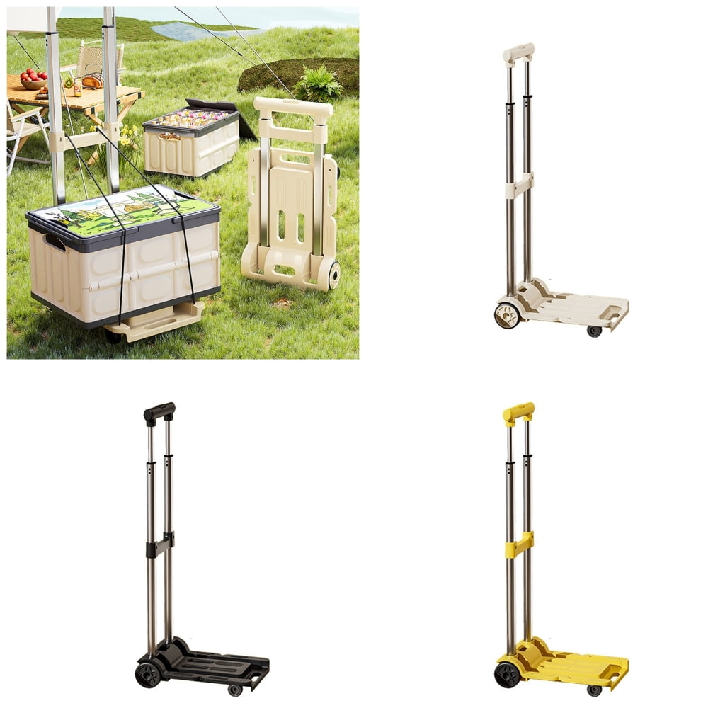 Heavy Duty Aluminum Hand Truck Small Folding Cart Garden Trolley for Airport Travel Outdoor Moving with Shockproof Wheel