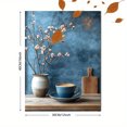 thumbnail image 3 of Qisvanset 12x16 Inch Framed Canvas Wall Art Blue Tea Cup Cottagecore Trendy Apartment Kitchen Square Wall Art, 3 of 8