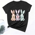 thumbnail image 5 of Tnhcen Women's Easter Bunny Print Graphic Tee Casual Short Sleeve Round Neck Plus Size S-3XL Cotton Spandex Polyester Stretchy Comfortable Spring Holiday Wear, 5 of 6