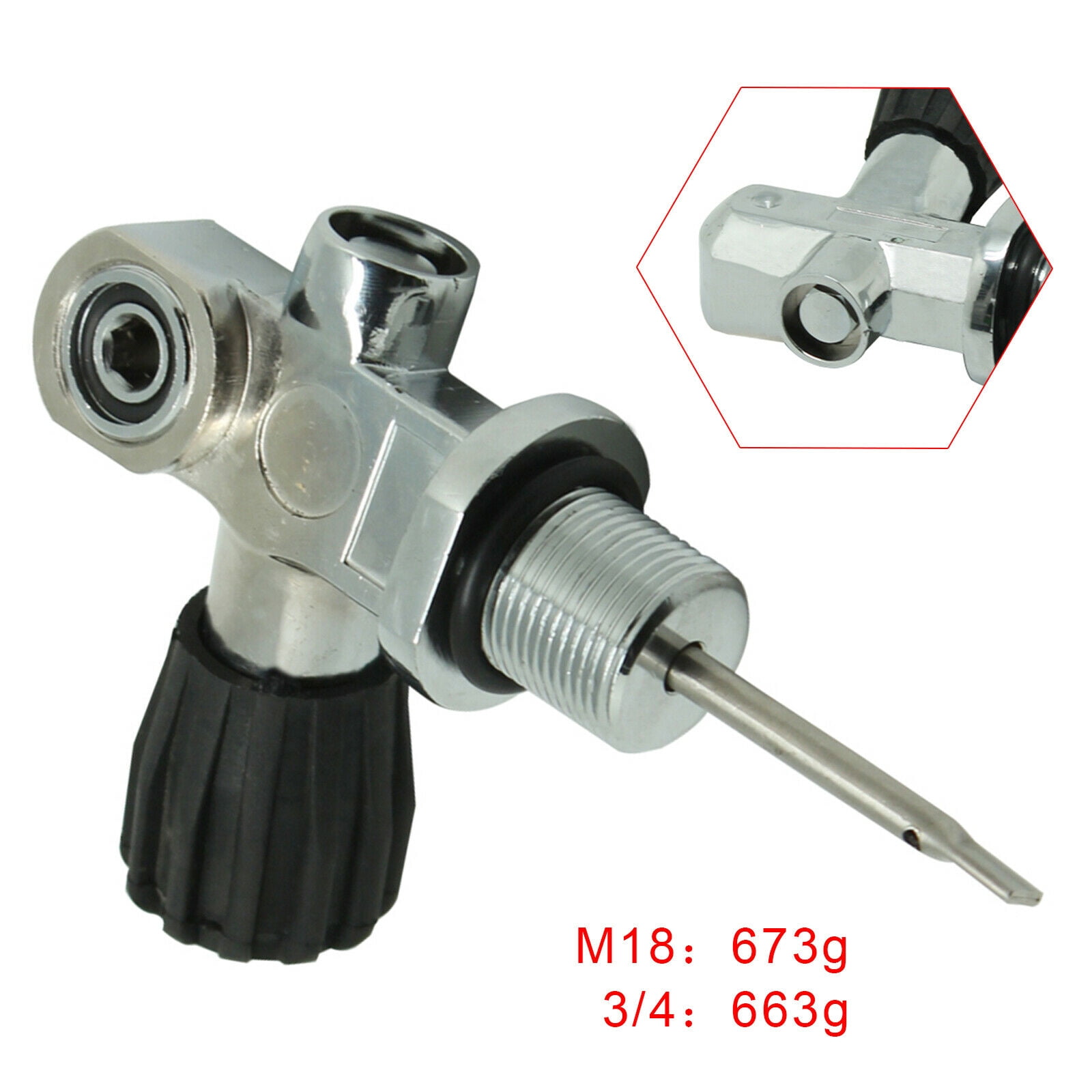 4500Psi Diving Tank Air Scuba Valve Thread 3 / 414 NPS Silver and
