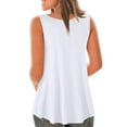 thumbnail image 3 of QUINDOS Womens Tops Summer Ribbed White Fashion Solid Vest Round-Neck Loose Sleeveless T-shirt Pullover Tops Womens Tank Tops, 3 of 5