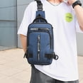 thumbnail image 5 of USB rechargeable shoulder bag chest bag multi-purpose shoulder small backpack - blue, 5 of 6