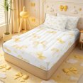 thumbnail image 2 of Erosebridal Watercolor Bow Zipper Queen Comforter Set with Fitted Sheet and 2 Pillowcases,Striped Dot Zipper Bedding Set,Warm Yellow,4 Pieces,Reversible, 2 of 6