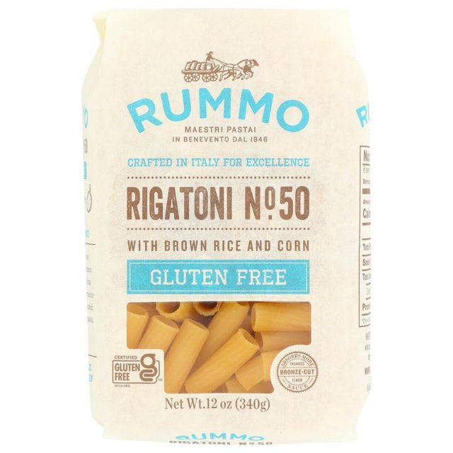 Rummo Gluten Free Rigatoni N.50 - Gluten Free Pasta, Made with Corn & Rice, Rigatoni Pasta Noodles, Pasta from Italy - 12 Ounce (Pack of 4)