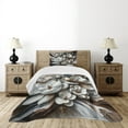 thumbnail image 4 of Ambesonne Brown Quilted Bedspread Set 2 Pcs, Magnolia on Watercolor Hues, Twin Size, White Dark Grey and Chocolate, 4 of 4
