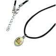 thumbnail image 2 of Toad Sitting In Front of Mushrooms Antiqued Oval Charm Pendant with Black Satin Cord, 2 of 3