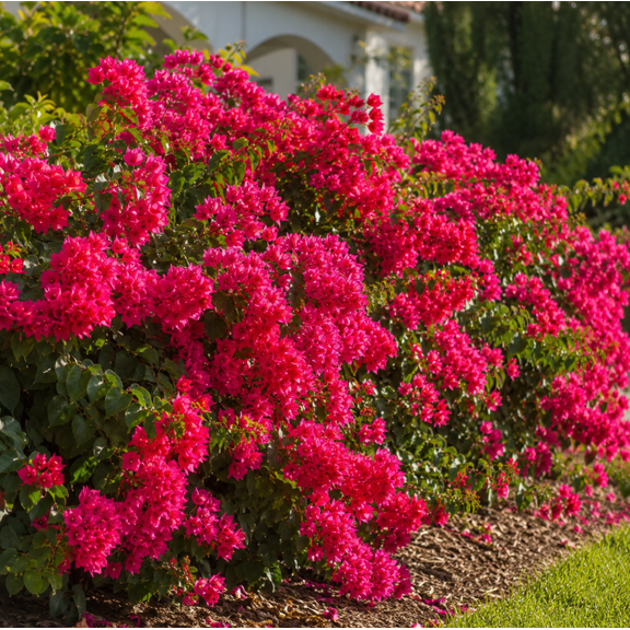 Set 2 Double red bougainvillea Live Plants 4-6 Inch Tall, Bougainvillea Flowering Vine Starters for Patio and Garden Growing
