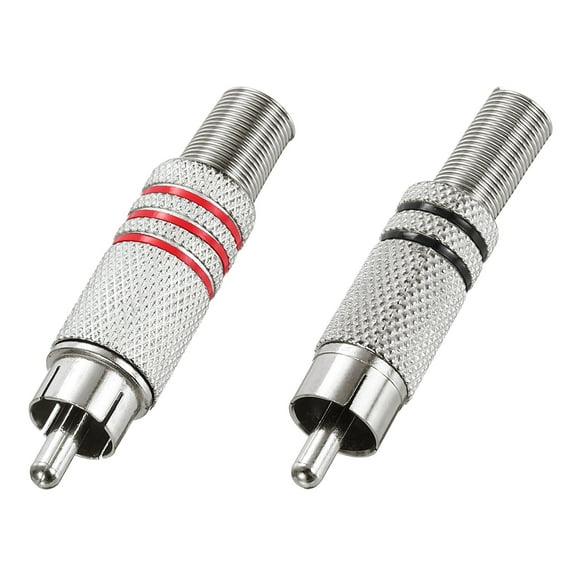 2Pcs RCA to Speaker Wire Connector, RCA Solder Male Silver Plated Stereo Audio Connector Adapter 6.3MM Jack Plug