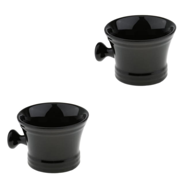 Seitruly Black Ceramics Men's Shaving Mug Bowl Cup Brush Mug Barber Beard Soap Shave Tipo 1 2piezas