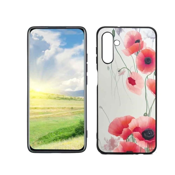 Compatible with Samsung Galaxy A13 5G Phone Case, Poppies-Pink Case Men Women, Flexible Silicone Shockproof Case for Samsung Galaxy A13 5G