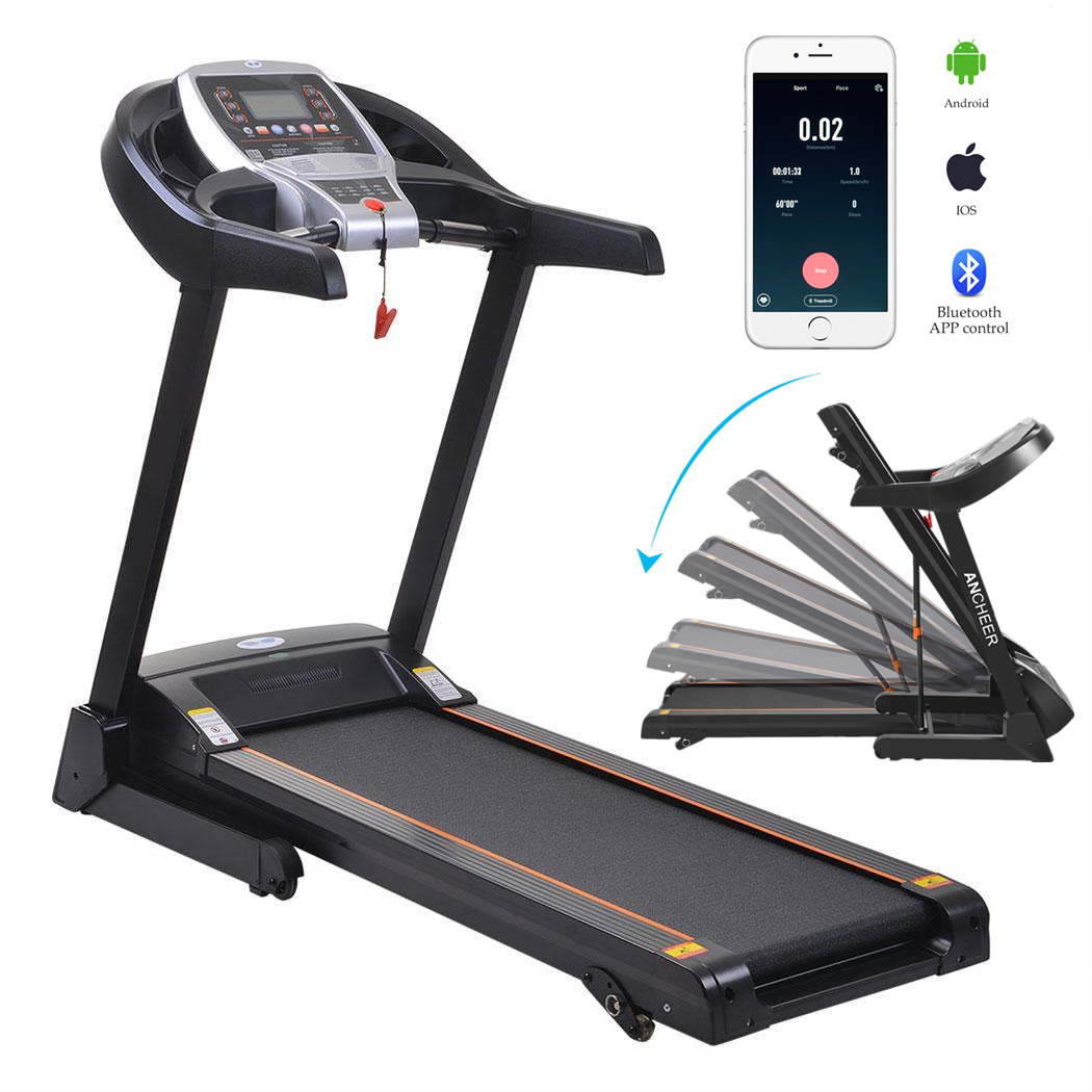 Ancheer 2.25HP Low Noise Bluetooth +12 Running Programs 230LB Electric Folding Treadmill With Incline 3%/5% App Control,Shock Reduction System - image 1 of 10