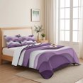 thumbnail image 5 of Twin Quilt Set 68''x86'', Purple Ombre Lightweight Summer Bedspread Coverlet Set with 2 Pillow Shams, Modern Geometric Moire Abstract Art Breathable All Season Quilt Bedding for Dorm/Bedroom, 5 of 9