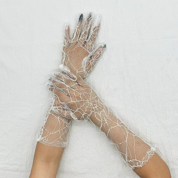 Black Web Pattern Gloves Fashion Thin Long Lace Gloves Anti UV Mesh Driving Sunscreen Gloves Dance Lace Floral Gloves Sheer Mesh Tulle Gloves Elbow Length Wedding Evening Opera Party Costume Gloves