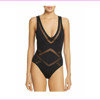 Kenneth Cole Black All Meshed Up Plunge One Piece Black Small