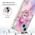 thumbnail image 3 of ELEHOLD Plating Rugged Case For iPhone 15 Slim Marble Pattern Heavy Duty Shockproof Stand Cover, with Shiny Rotating Ring Stand, Pink, 3 of 6