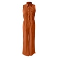 thumbnail image 4 of Chuancc Women's Casual Loose Overalls Jumpsuits One Piece Sleeveless Wide Leg Long Pant Rompers With Pockets Orange M, 4 of 7