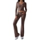 thumbnail image 1 of Conjunto Deportivo de 2 Piezas para Mujer, Camiseta de Larga, Pantalones Acampanados con Solapa, Chándal Informal, Color Café, Talla M, 1 of 8