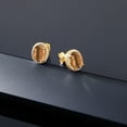 thumbnail image 5 of Gem Stone King 3.48 Ct Oval Brown Tiger Eye 18K Yellow Gold Plated Silver Earrings, 5 of 5