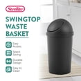 thumbnail image 2 of Sterilite SwingTop Wastebasket, 3 Gal Round Trash Can w/Lid, 6 Pack, Black, 2 of 9