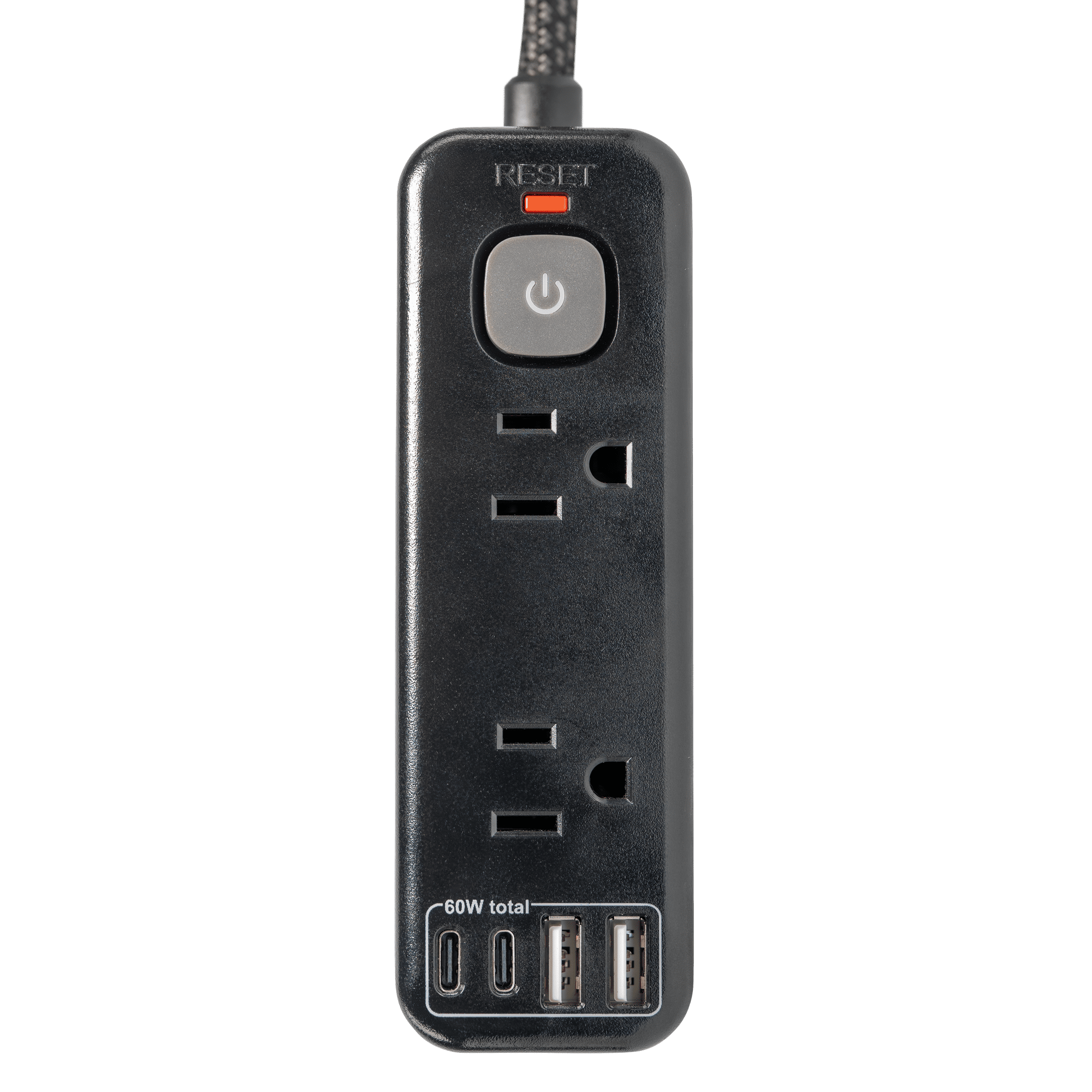 (2 pack) Hyper Tough 6ft Extension Cord Power Strip with 6 Outlets, USB-A & USB-C, 900J Surge Protector, Black