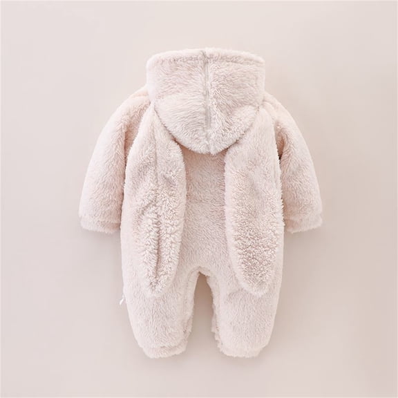 MEZZALL Toddler Winter Warm Teddy Baby Bodysuit With Hood Long Ears Bunny Jumpsuit Onesie Girls Boys Romper Breathable Long Sleeve O-Neck Spring Child One-Pieces