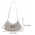 thumbnail image 2 of Bolso de mano informal con lazo de diamantes de imitación para mujer cierre de cremallera para fiesta y vacaciones, 2 of 9