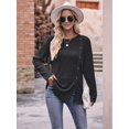 thumbnail image 4 of Tops de Larga para Mujer, Túnicas, Botones, Abertura Frontal Negro y Gris S, 4 of 9