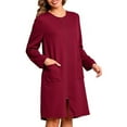 thumbnail image 2 of Kaemgyyd Women's Zipper Robe Soft Comfy Long Sleeve Housecoats Knee Length House Dress Loungewear Lightweight Nightgown with Pockets, 2 of 6