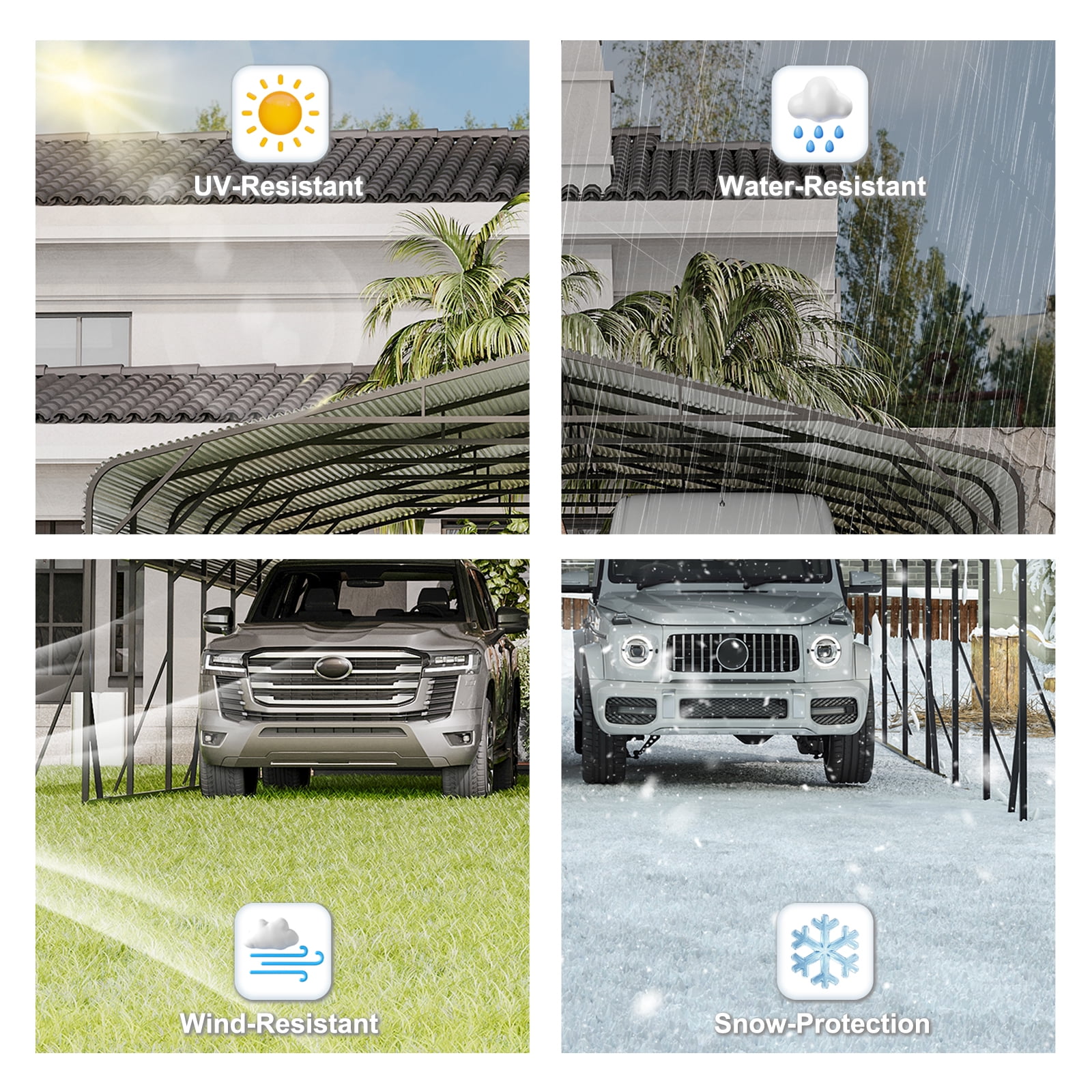 AirWire 20' x 30' Heavy Duty Metal Carport Canopy, Galvanized Steel Roof Car Port, 120MPH Wind & 50PSF Snow Load Rated, Reinforced Stable Triangle Frame Outdoor Garage Shelter for RV, Boat, Truck