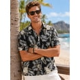 thumbnail image 5 of Sumtumn Hawaiian Shirt for Men,Summer Beach Short Sleeve Button Down Shirts Black Palm Clothing, 5 of 9