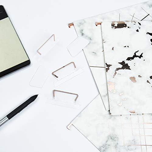 12 Pack Rose Gold Hanging File Folders Letter Size Decorative File Folder Cute Pretty Hanging Folder Organizer for Filing Cabinet Office Home with 1/5-Cut Adjustable Tabs, 3 Marble Design