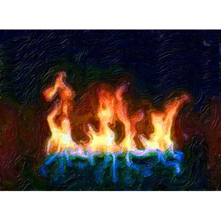 Canvas Print Flames Blazing Fire Painting Fireplace Art Blaze Stretched Canvas 10 x (Best Place For Canvas Prints)